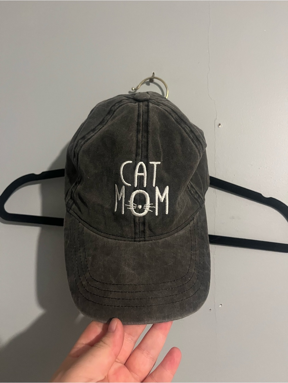 David and Young 'Cat Mom' Washed Black Baseball Cap